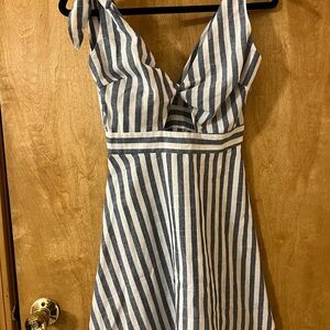 Striped Sleeveless Dress with Bow Detail